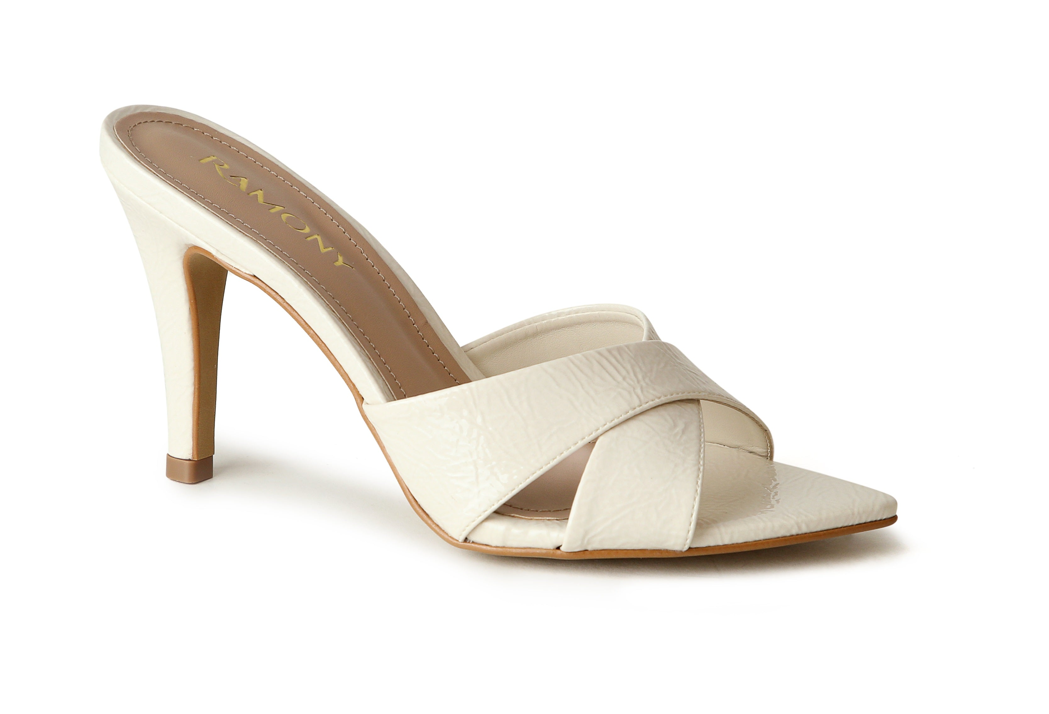 mule glossy white off