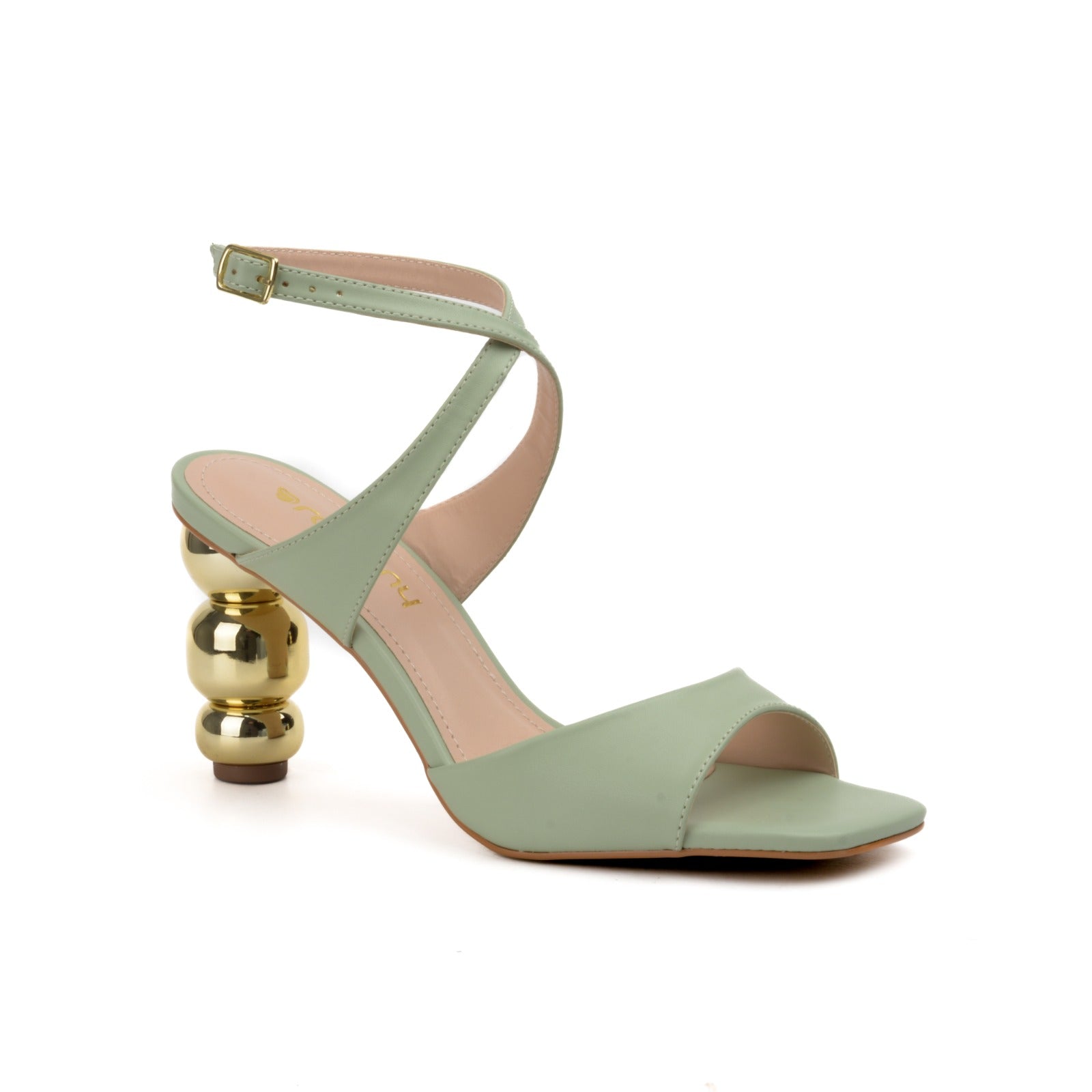 Sandales à talon boule vert