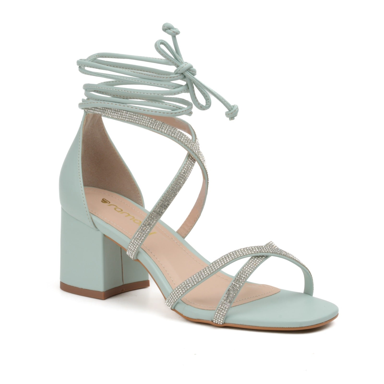 sandale a talon carré bleu bébé